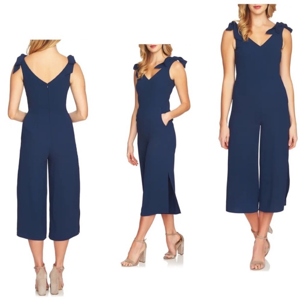NWOT CeCe Wide Leg Crop Navy Jumpsuit